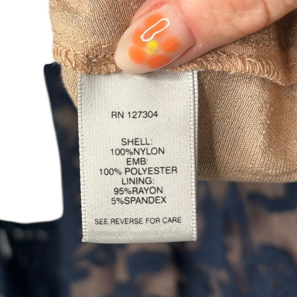 NWT John Mark Romantic Blue Lace Bell Sleeve Navy Lace Up Midi Dress Size Large - Picture 9 of 13